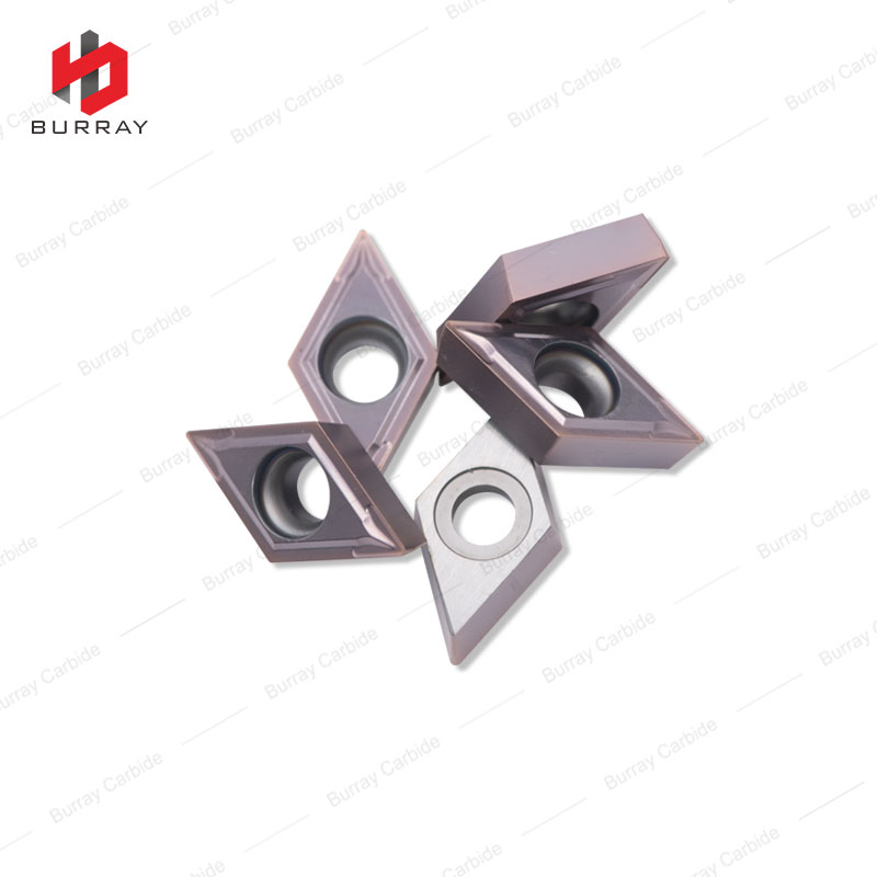 DCMT11T304-TF Turning Insert Carbide Tool CNC Lathe Turning Tools with Purplish Red PVD Coating for Steel Parts